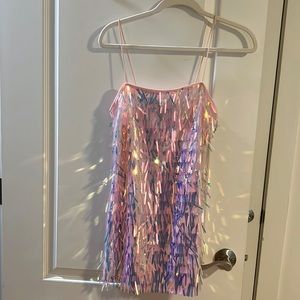 Forever 21 Part Collections Pink Metallic Fringe Dress NWT